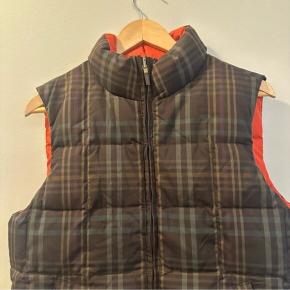 Ralph Lauren Reversible Puffer Vest Jacket Orange Brown Check Medium Cabincore - Picture 5 of 13